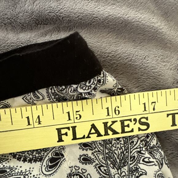 STARING AT STARS Pants Womens 10 Black White Paisley Wide Leg Bohemian Lagenlook - Picture 6 of 11